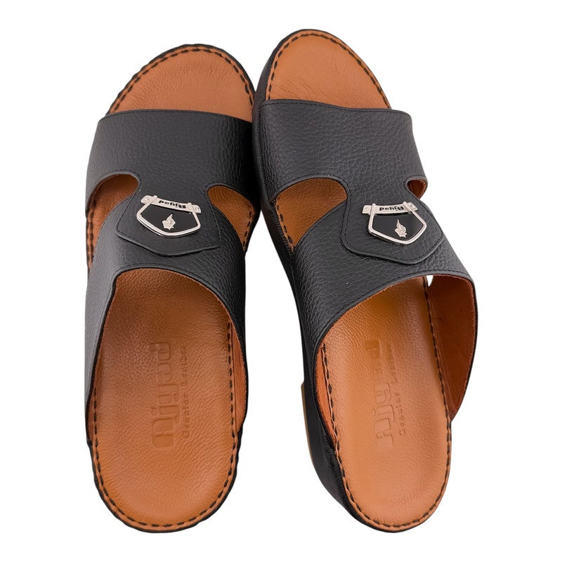AJYAD Handmade Arabic Sandals For Men | Outdoor Mens Slippers | Everyday Flip Flops Open Toe | Arabic Genuine Shamwa Leather | New Design | Tan Footbed | Comfortable & LightWeight - Image 2